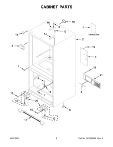 Cabinet Parts Diagram and Parts List for WRB329LFBM03  Whirlpool Refrigerator