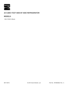Cover Sheet Diagram and Parts List for 10641159212  Kenmore Refrigerator