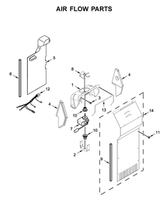 Air Flow Parts Diagram and Parts List for WRS315SDHT04  Whirlpool Refrigerator