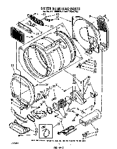 Dryer Bulkhead Diagram and Parts List for LT5004XTW1  Whirlpool Washer Dryer Combo