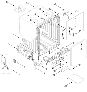 Tub And Frame Parts Diagram and Parts List for WDT751SAPZ2  Whirlpool Dishwasher