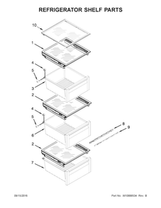 Refrigerator Shelf Parts Diagram and Parts List for 10651769511  Kenmore Refrigerator