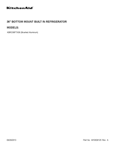 Cover Sheet Diagram and Parts List for KBRO36FTX08  KitchenAid Refrigerator