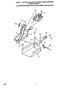 Power Lock Diagram and Parts List for D9757W0  Roper Range