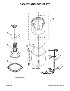 Basket And Tub Parts Diagram and Parts List for 2DWTW4740YQ1  Whirlpool Washer