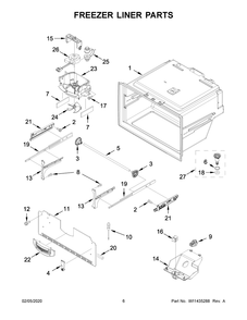 Freezer Liner Parts Diagram and Parts List for WRF555SDHV03  Whirlpool Refrigerator