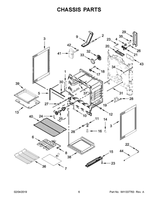 Chassis Parts Diagram and Parts List for YWFE775H0HV1  Whirlpool Range