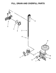 Fill, Drain And Overfill Parts Diagram and Parts List for WDP370PAHB0  Whirlpool Dishwasher