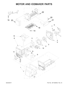 Motor And Icemaker Parts Diagram and Parts List for WRX735SDBM03  Whirlpool Refrigerator