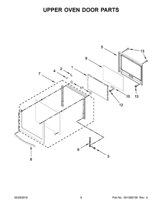 Upper Oven Door Parts Diagram and Parts List for WOD93EC7AB06  Whirlpool Wall Oven