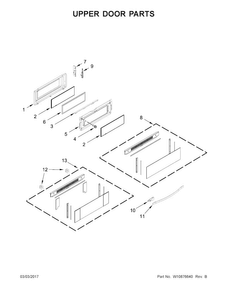 Upper Door Parts Diagram and Parts List for WGE745C0FS00  Whirlpool Range