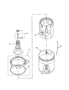 Agitator, Basket And Tub Diagram and Parts List for 7MLSR6232JQ1  Whirlpool Washer