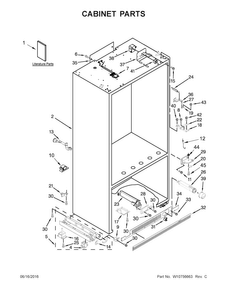 Cabinet Parts Diagram and Parts List for KBFN506EPA00  KitchenAid Refrigerator