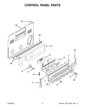 03 - Control Panel Parts Diagram and Parts List for KFEG500ESS2  KitchenAid Range