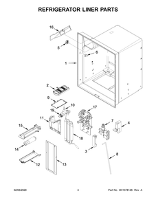 Refrigerator Liner Parts Diagram and Parts List for WRF555SDFZ11  Whirlpool Refrigerator