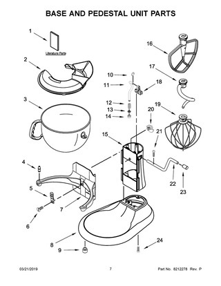 Base And Pedestal Unit Parts Diagram and Parts List for KP26M1XTZ5  Whirlpool Mixer