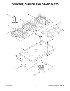 Part Location Diagram of W11703398 Whirlpool ELECTRODE - BURNER MID