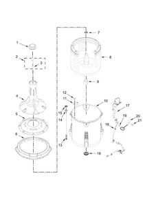 Basket And Tub Parts Diagram and Parts List for 1105142510  Kenmore Washer