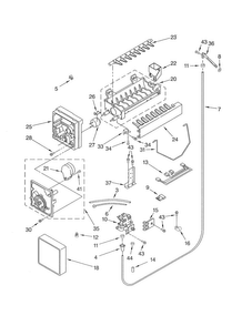 Icemaker Parts Diagram and Parts List for KCCS36FJT00  KitchenAid Refrigerator