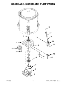Gearcase, Motor And Pump Parts Diagram and Parts List for MVW6230RHW2  Whirlpool Washer