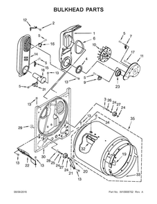 Bulkhead Parts Diagram and Parts List for 7MWGD1850EI1  Whirlpool Dryer