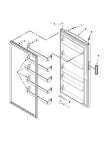 Door Parts Diagram and Parts List for WZF34X20DW00  Whirlpool Freezer