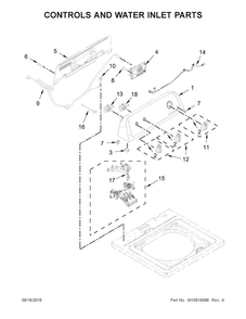 Controls And Water Inlet Parts Diagram and Parts List for 1105142511  Kenmore Washer