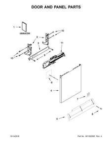 Door And Panel Parts Diagram and Parts List for 66513403N413  Kenmore Dishwasher