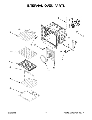 Internal Oven Parts Diagram and Parts List for WOC97ES0ES04  Whirlpool Microwave Oven Combo