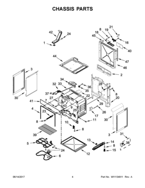 03 - CHASSIS PARTS Diagram and Parts List for WEE510S0FB1  Whirlpool Range