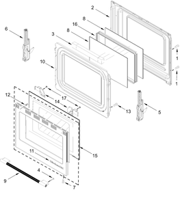 Door Parts Diagram and Parts List for KFES530SPS0  Whirlpool Range