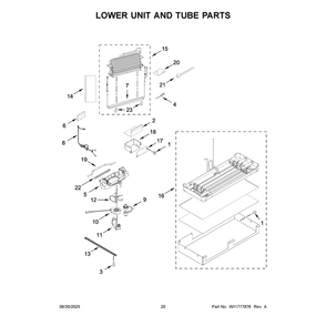 Lower Unit And Tube Parts Diagram and Parts List for KBFN536SPS00  KitchenAid Refrigerator