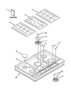 Cooktop, Burner And Grate Parts Diagram and Parts List for KFGU706VSS04  KitchenAid Cooktop