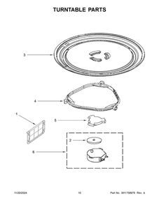 06 - Turntable Parts Diagram and Parts List for YWMH31017HB10  Whirlpool Microwave