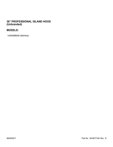 Cover Sheet Diagram and Parts List for UXI6536BSS0  Whirlpool Range Hood