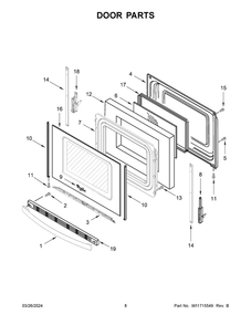 Door Parts Diagram and Parts List for YWFE521S0HS5  Whirlpool Range