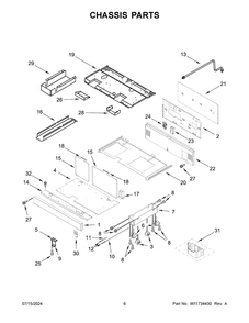 04 - Chassis Parts Diagram and Parts List for KFDC558JIB03  Whirlpool Cooktop