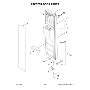 Freezer Door Parts Diagram and Parts List for WRSC5536RW00  Whirlpool Refrigerator
