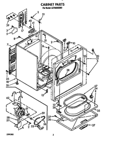 Section 2 Diagram and Parts List for LE7680XSW2  Whirlpool Dryer