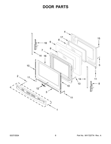 Door Parts Diagram and Parts List for WFES3530RS0  Whirlpool Range