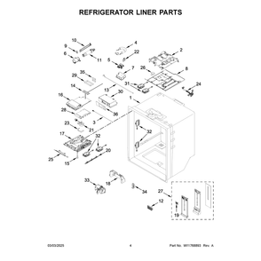 Refrigerator Liner Parts Diagram and Parts List for KRFF577KPS05  KitchenAid Refrigerator