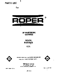 Front Cover Diagram and Parts List for F4858*3  Roper Range