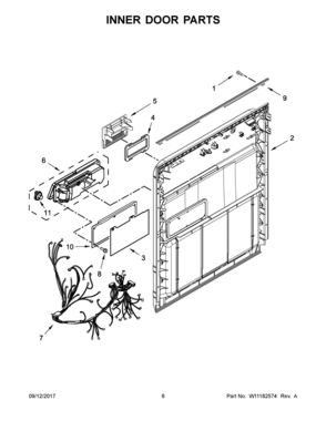 04 - INNER DOOR PARTS Diagram and Parts List for WDF330PAHD1  Whirlpool Dishwasher