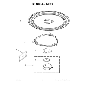 Turntable Parts Diagram and Parts List for YWMH31017HS11  Whirlpool Microwave