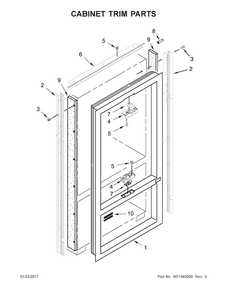 Cabinet Trim Parts Diagram and Parts List for KBFN506ESS01  KitchenAid Refrigerator