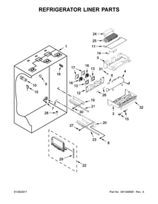 Refrigerator Liner Parts Diagram and Parts List for KBBR206EPA01  KitchenAid Refrigerator