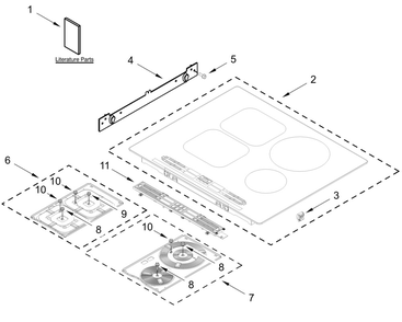 Cooktop Parts Diagram and Parts List for JICT724SB00  Whirlpool Cooktop