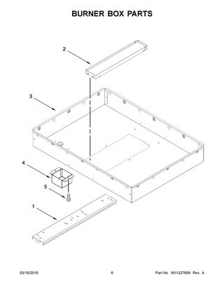 Burner Box Parts Diagram and Parts List for KCED600GBL01  Whirlpool Cooktop