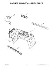 Cabinet And Installation Parts Diagram and Parts List for MMV6190FZ4  Whirlpool Washer
