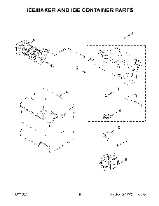 Icemaker And Ice Container Parts Diagram and Parts List for KRFF577KBS02  KitchenAid Refrigerator